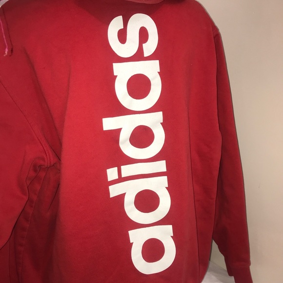 Adidas Red and White Logo Sportswear Casual Hoodie - Picture 8 of 10
